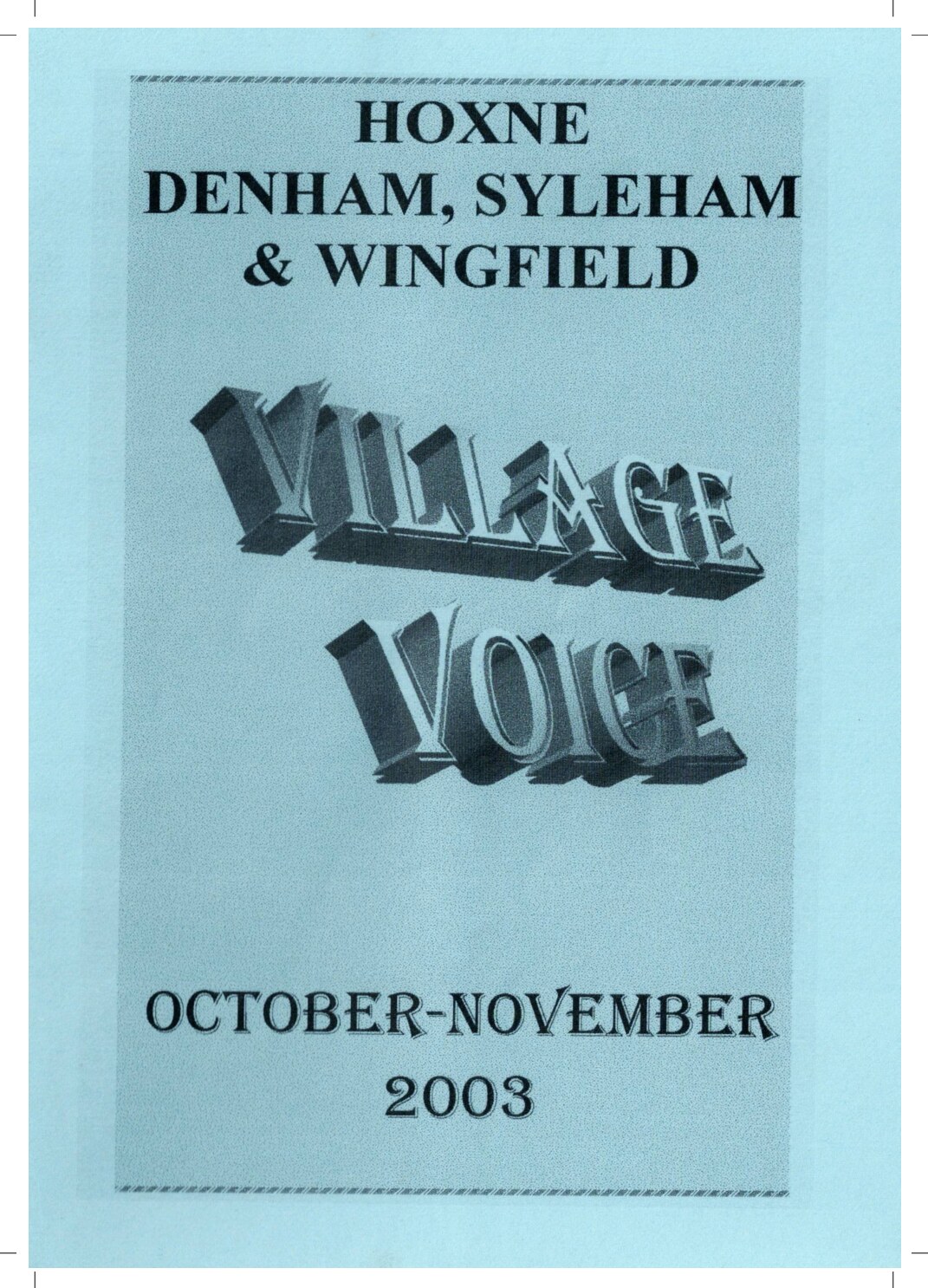Cover for Village Voice – Oct–Nov 2003