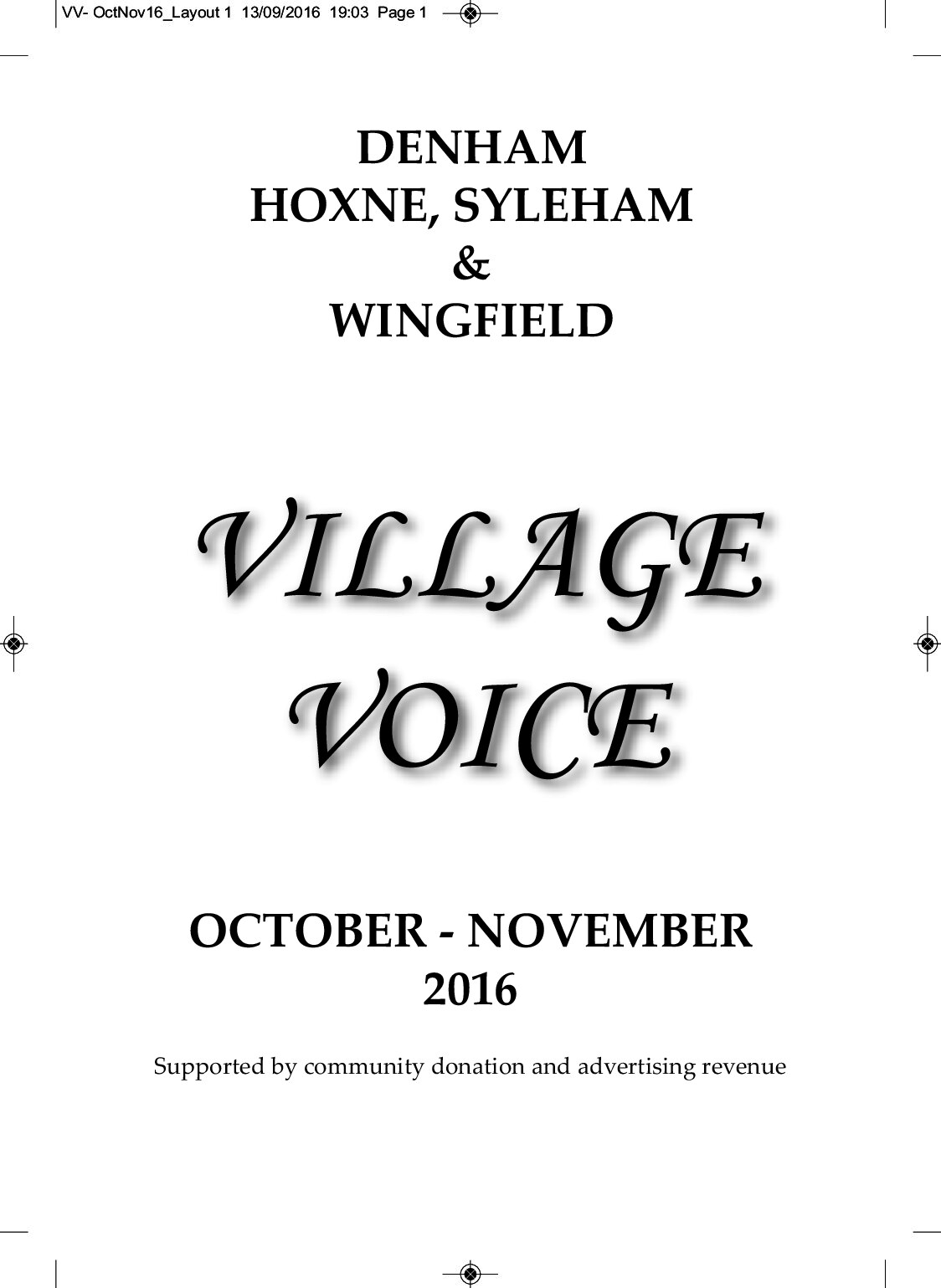 Cover for Village Voice – Oct–Nov 2016