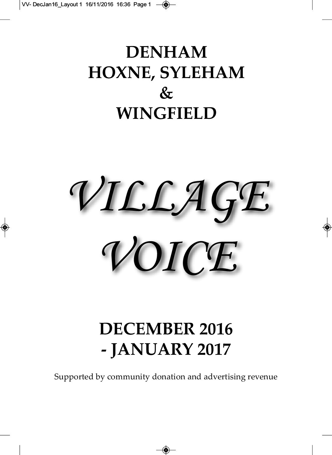 Cover for Village Voice – Dec–Jan 2016