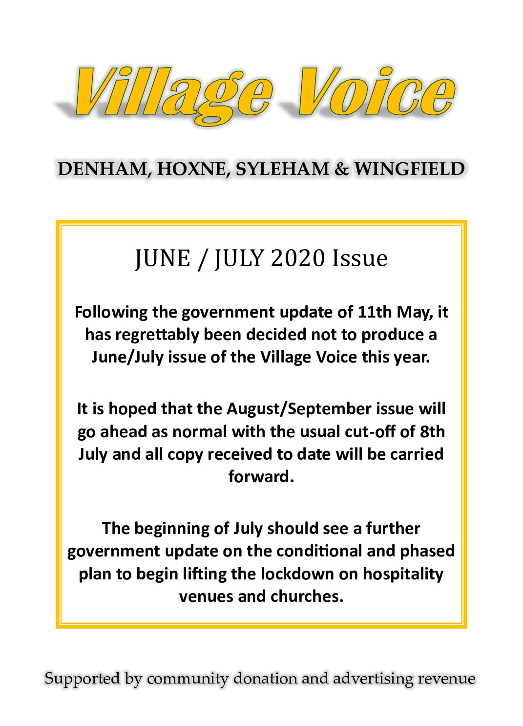 Cover for Village Voice – jun–jul 2020